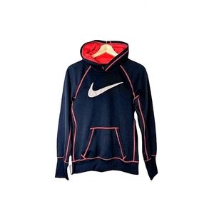 Nike Therma-Fit Black & Red Long Sleeve Pullover Hoodie Sweatshirt Size S